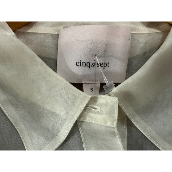 Cinq a Sept Larissa organza overlay blouse size S color white mspr 346 - Picture 3 of 5